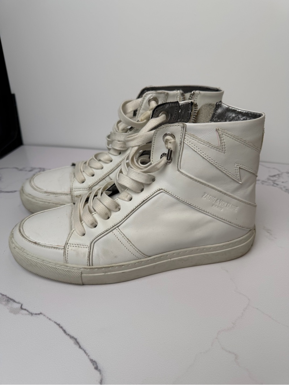 Zadig & Voltaire White High-Top Leather Sneakers